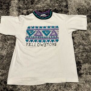 Vintage 80s Yellowstone Tee featuring Aztec Collar Size Medium